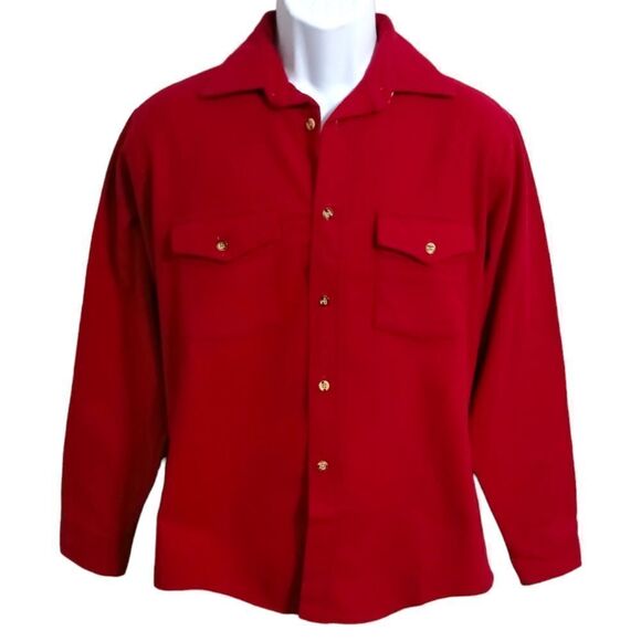 Vintage Sugarbush Chamois Shirt M Mens Red Flannel USA 70s 80s Button Front - Picture 14 of 14